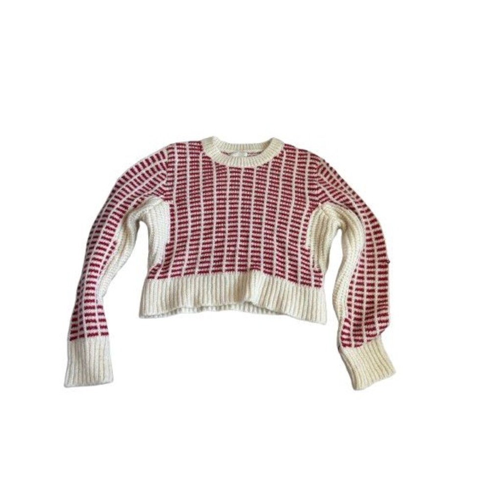 Urban Outfitters Cooperative Cream and Red Cropped Sweater